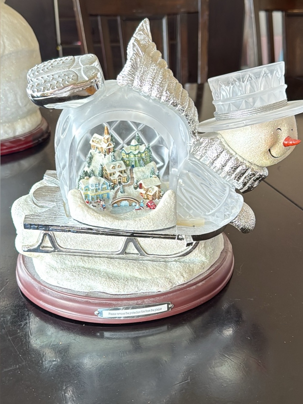 Thomas Kinkade Snowman Let it Snow Crystal Masterpiece Bradford Decoration